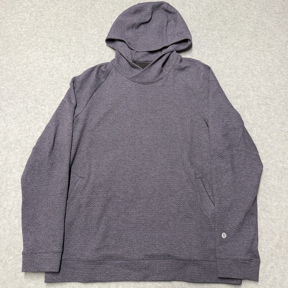 Lululemon Hoodie Mens M Purple Textured Double Knit Pullover Stretch Sweatshirt